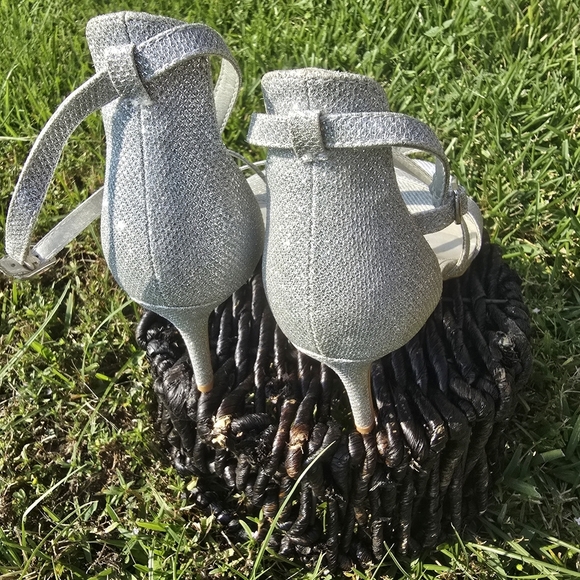 Silver Glitter Strappy Women's Sandals - Picture 3 of 9